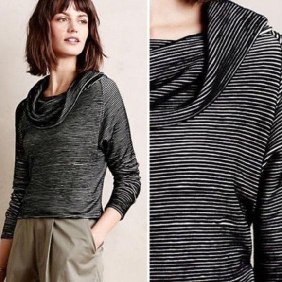 Anthropologie Sweaters - Anthro Dolan Textured Stripe Cowl Neck Sweater